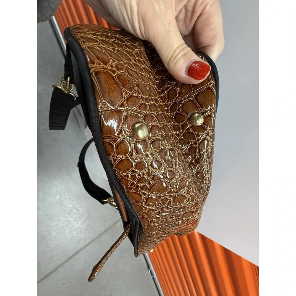 Samantha Brown Convertible Backpack BLACK Nylon Croco Embossed Laptop Bag